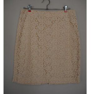 Talbots Cream Colored Lace Pencil Skirt Size 10P
